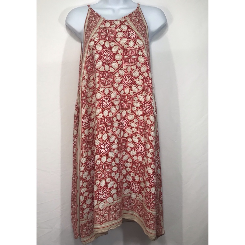 MAX STUDIO floral abstract sleeveless Red and Cream size Large summer dress